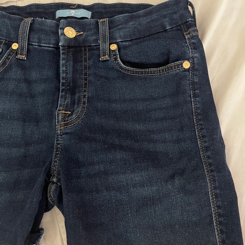 7 For All Mankind Dark Blue Jean Shorts KIMMIE STRAIGHT BAIR ECO RINSED
INDIGO